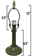 32010- Gothic Metal Lamp Base, Antique Bronze Finish With Gold Highlts, 12"