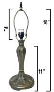 32048- Persian Metal Lamp Base, Antique Bronze Finish With Gold Highlts, 18"