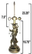 32063- Lady Metal Lamp Base, Antique Bronze Finish With Gold Highlts. 23.25" 