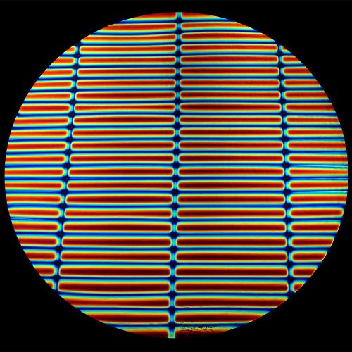 DC690B-CBS Thin Dichroic Rainbow 1 On Black Stripes (3/4") 8"x9" - 96 COE